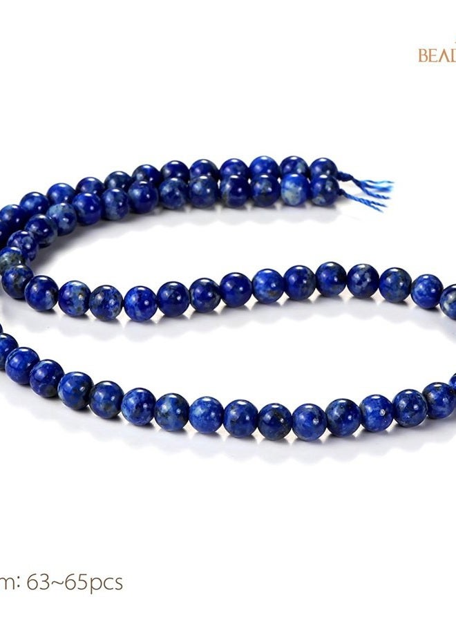 BEADNOVA 6mm Blue Lapis Lazuli Natural Crystal Stone Gemstone Round Loose Energy Healing Beads With Free Crystal Stretch Cord for Jewelry Making (12 Pieces) - Image 2