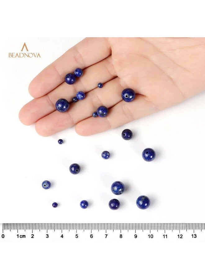 BEADNOVA 6mm Blue Lapis Lazuli Natural Crystal Stone Gemstone Round Loose Energy Healing Beads With Free Crystal Stretch Cord for Jewelry Making (12 Pieces) - Image 4