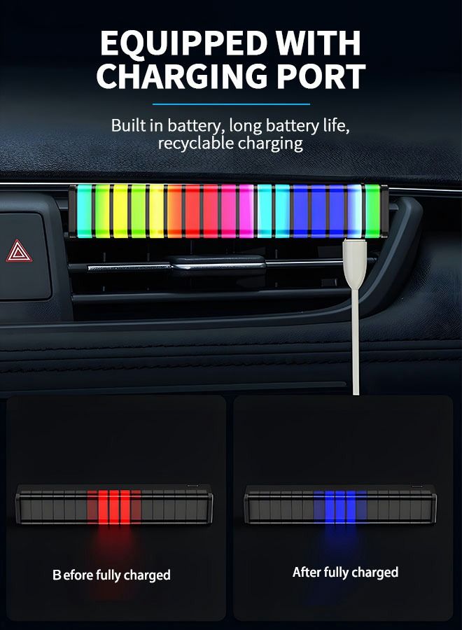 GROIC RGB Sound Control Rhythm Lights, Car Music Level Lights,17 Colors Audio Spectrum Analyzer,Voice Activated Atmosphere Light,Car Air Outlet LED Interior - Image 4