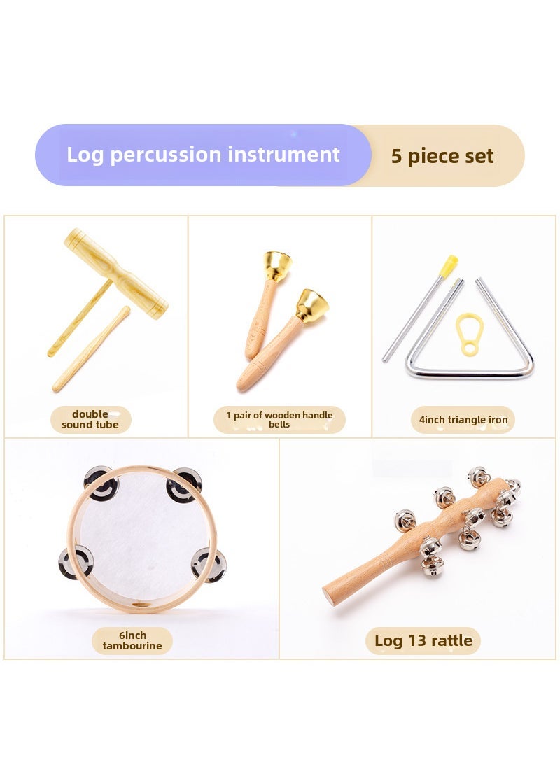 Generic Orff Percussion Instrument Set for Elementary Log 5-piece set (free storage bag) 