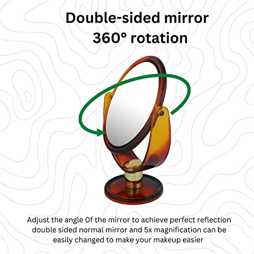 Scarlet Line Professional Round Double Sided Magnifying Makeup Mirror with Stand for Men n Women, Standing Vanity Dressing Mirror, Framed, Tabletop - Image 3