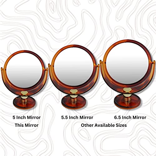 Scarlet Line Professional Round Double Sided Magnifying Makeup Mirror with Stand for Men n Women, Standing Vanity Dressing Mirror, Framed, Tabletop - Image 4