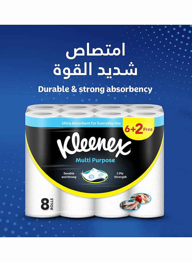 Kleenex Multi Purpose Kitchen Tissue Paper Towel, 2 PLY,16 Rolls x 40 Sheets, Absorbent Towels for all Surfaces - Image 2
