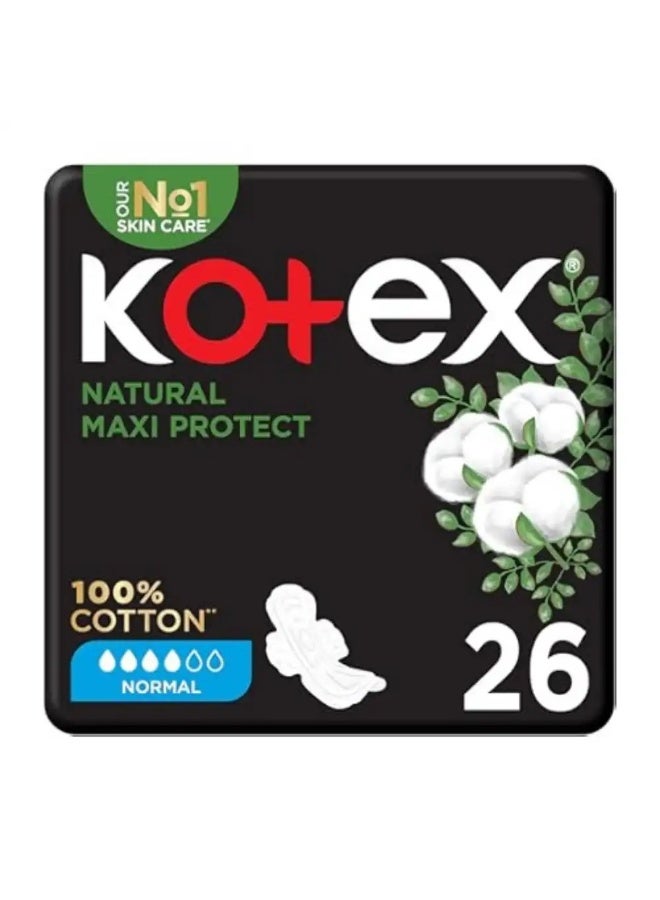 Kotex Natural Maxi Protect Normal Pads - 26 Pads