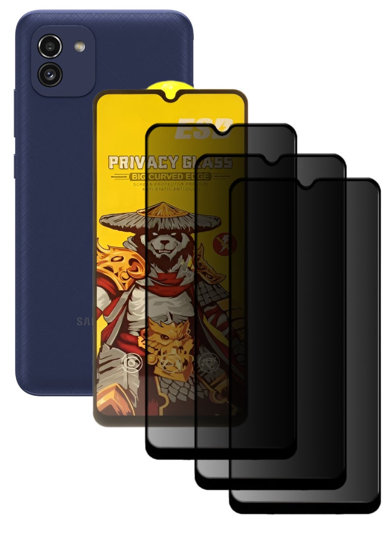 ESD 3 Pieces Tempered Dustproof Privacy Glass Screen Protector Compatible For Samsung Galaxy A03 - Image 1