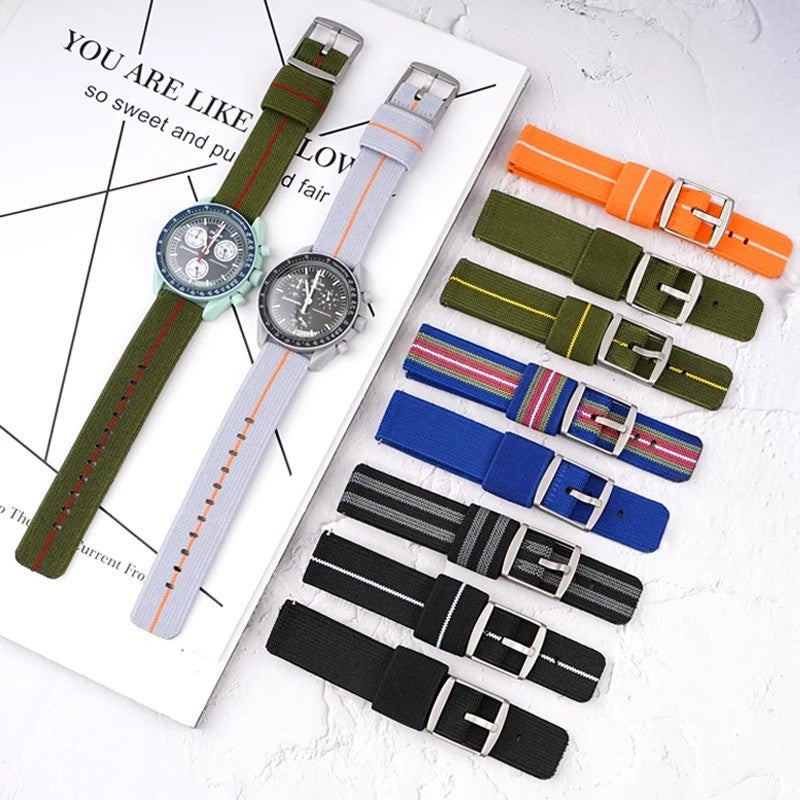 Bluejw 18mm 20mm 22mm 24mm Elastic Nylon Canvas Woven Smart Watch Straps Replacement Band for Seiko Casio Huawei Samsung – Comfortable Breathable Durable Watchband - Image 2
