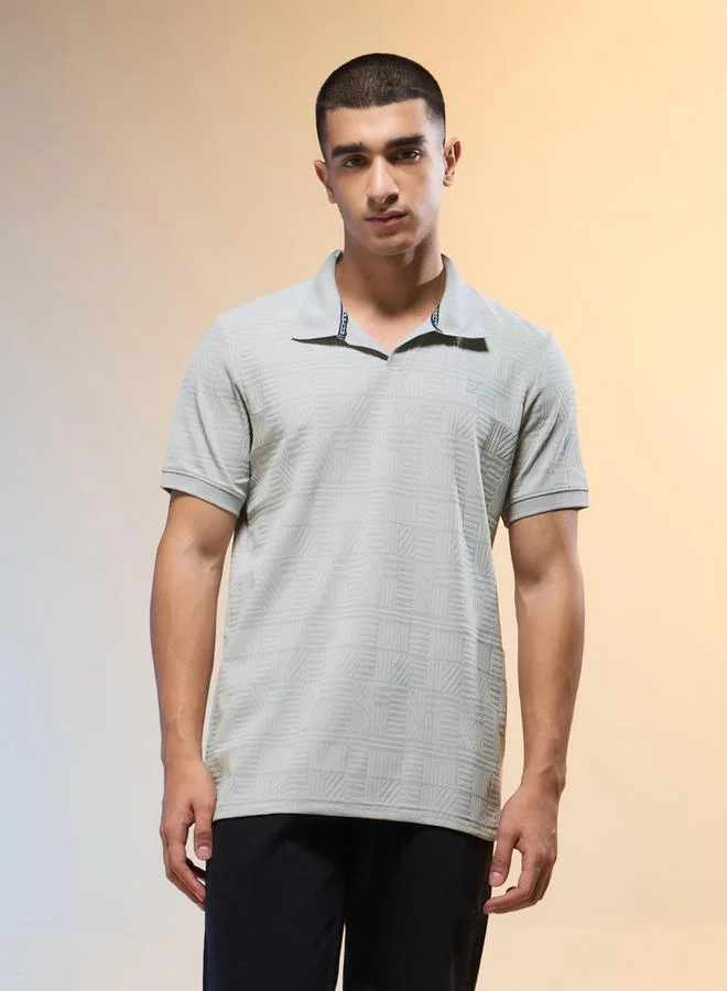 Technosport Men Jacquard Slim Fit Polo