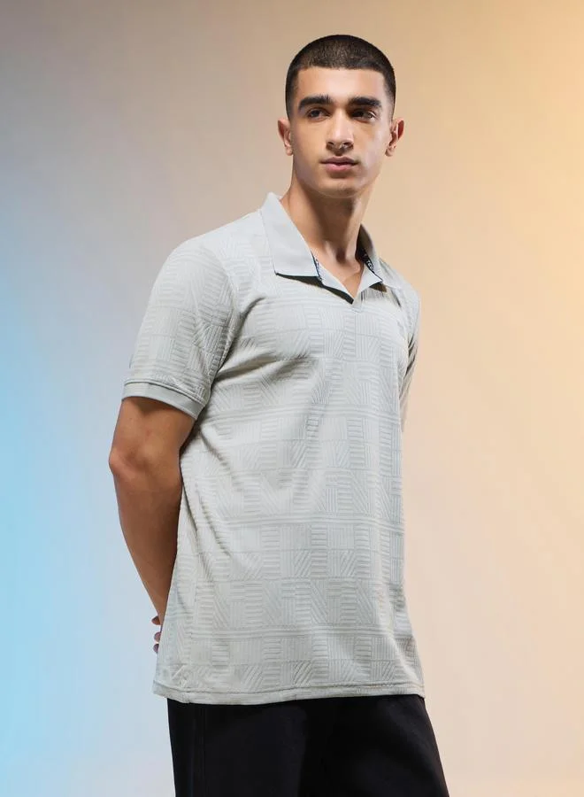Technosport Men Jacquard Slim Fit Polo