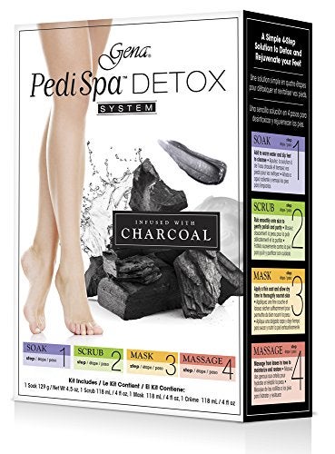 Gena Pedi Spa Detox Black Charcoal for Feet Detox and Rejuvenation 4pc Kit