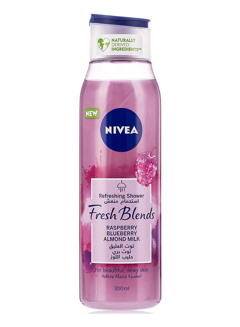 Nivea Shower Gel Body Wash Fresh Blends Raspberry Blueberry and Almond Milk 300ml