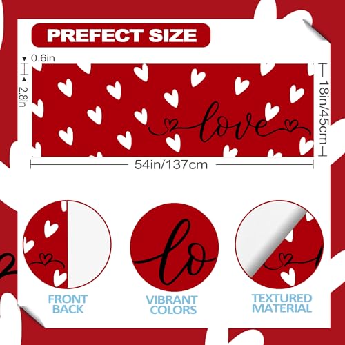 FUTBU Valentine's Day Valance for Windows, Small Love Kitchen Decor Valance Curtain Rod Pocket Classic Country Farmhouse, Valentines Red Love Decorations 18x54 Inch Window Treatment for Bathroom Living Room - Image 2