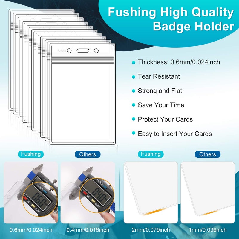Fushing Pack of 50 Clear Plastic Vertical Badge Holders, Name Tag Holders, Card Holders (XXL) - Image 3