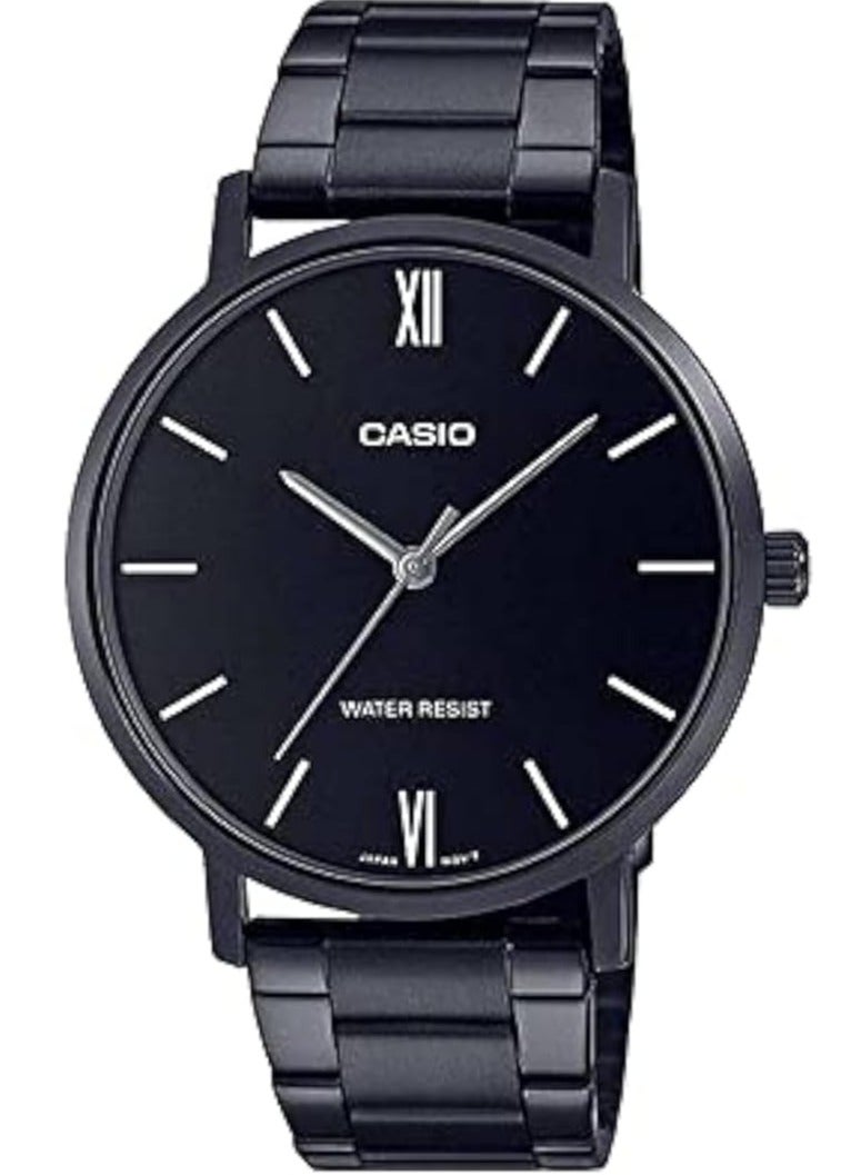 Casio Analog Watch for Men with Stainless Steel Band black -MTP-VT01B-1BUDF - Image 1
