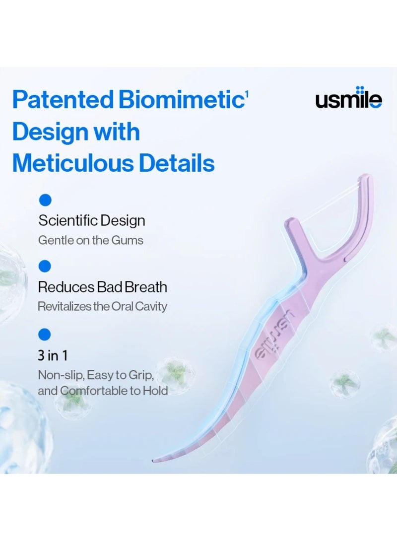 usmile Twin-line Freshening Anti-caries Dental Floss Toothpicks Teeth Stick Tooth Cleaning Interdental Oral Care (Anti-caries, 50Count)  - Image 2