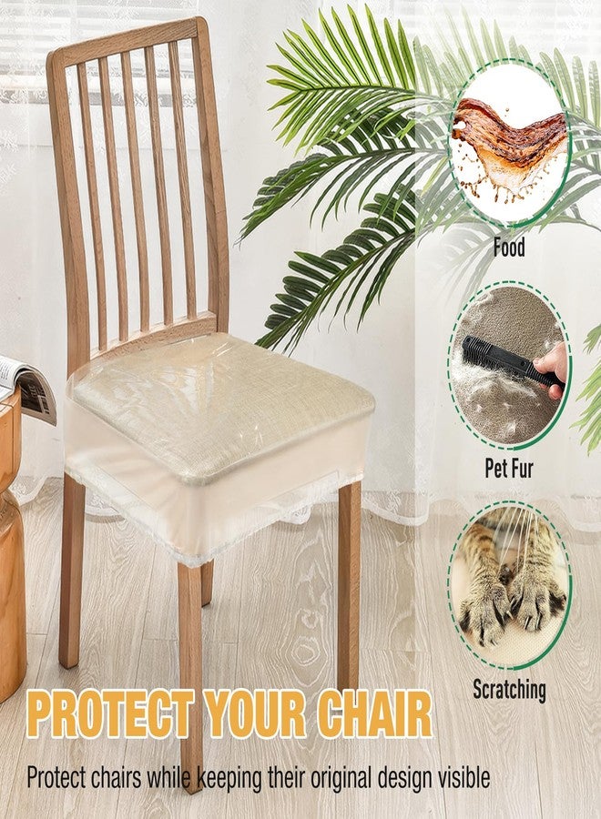 Zipcase Plastic Chair Covers, Dining Room Chair Covers, Waterproof and Kitty Scratch Resistant Transparent Chair Seat Covers with Adjustable Belt Strap, 17”D x 18”W x 4”H, 6 Pack - Image 3