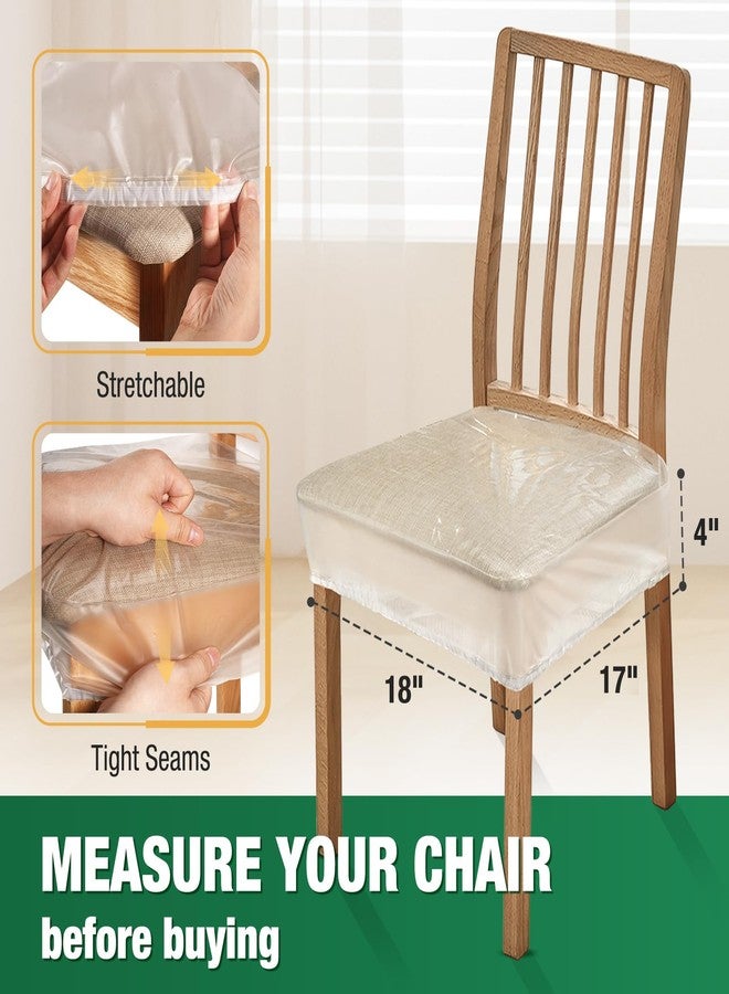 Zipcase Plastic Chair Covers, Dining Room Chair Covers, Waterproof and Kitty Scratch Resistant Transparent Chair Seat Covers with Adjustable Belt Strap, 17”D x 18”W x 4”H, 6 Pack - Image 5