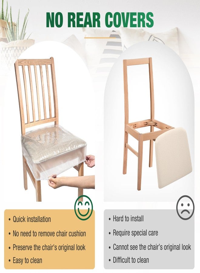 Zipcase Plastic Chair Covers, Dining Room Chair Covers, Waterproof and Kitty Scratch Resistant Transparent Chair Seat Covers with Adjustable Belt Strap, 17”D x 18”W x 4”H, 6 Pack - Image 4