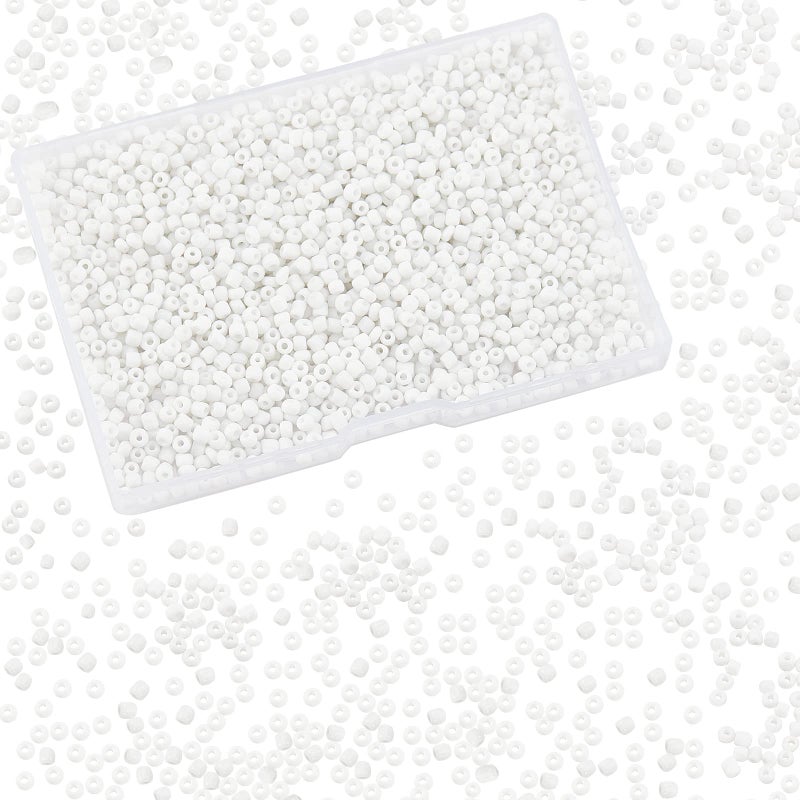 PH PandaHall White Seed Beads, 2000 Pcs 3mm 8/0 Glass Seed Beads Round Small Pony Bead Waist Beads Mini Spacer Beads for Earring Bracelet Necklace Anklet Jewelry DIY Craft Making - Image 1