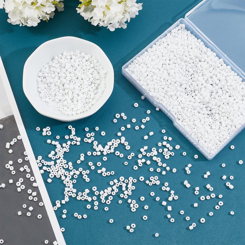 PH PandaHall White Seed Beads, 2000 Pcs 3mm 8/0 Glass Seed Beads Round Small Pony Bead Waist Beads Mini Spacer Beads for Earring Bracelet Necklace Anklet Jewelry DIY Craft Making - Image 2