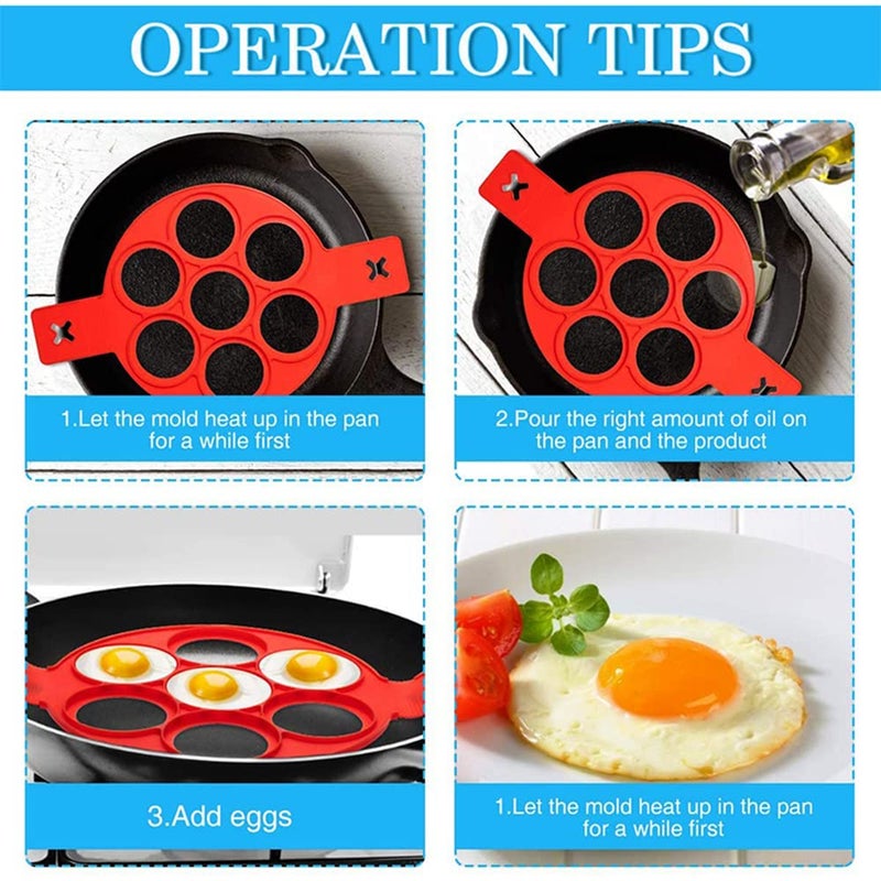 TUKE Nonstick Pancake Molds Ring Silicone Fried Egg Mould Reusable Pancake Maker Egg Ring Kitchen Cooking Baking Tools (Round Shape) - Image 2