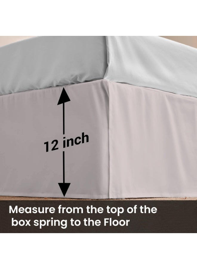 SGI Bedding 12 inch Drop Bed Skirt Queen Size - Platform Style with Secure Fit, Classic Tailored Look, Elegant Pleated Style Dust Ruffle, Split Corners, Wrinkle Resistant Microfiber - Warm Grey - Image 4