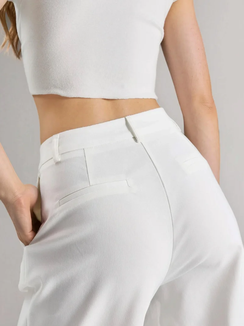 HICCUP White High Waist Wide Leg Palazzo Pants for Women | Best Price UAE