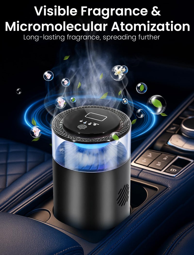 GlimmaX Smart Car Air Freshener,Ambient Light & Mist Fragrance,2 Pack Refill for 6 Months,Auto On/Off,3 Adjustable Modes,Black Air Freshener Perfect for Car,Bedroom,Office,Restrooms. (Mystic Ice) - Image 2
