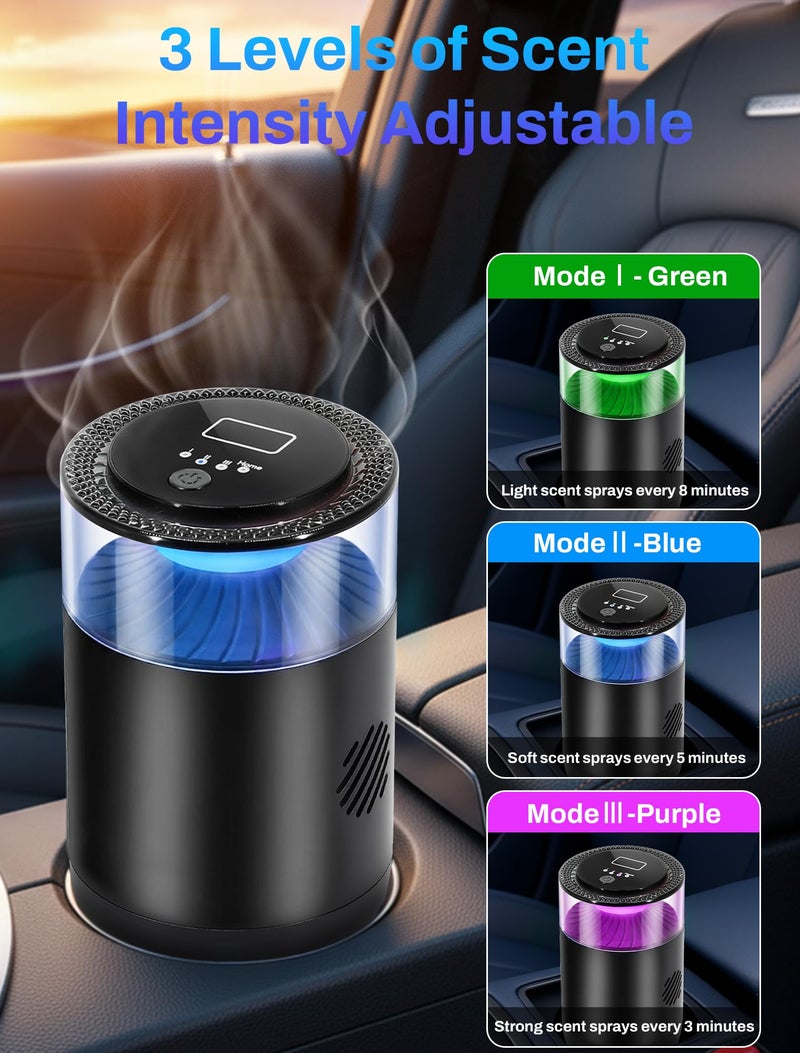 GlimmaX Smart Car Air Freshener,Ambient Light & Mist Fragrance,2 Pack Refill for 6 Months,Auto On/Off,3 Adjustable Modes,Black Air Freshener Perfect for Car,Bedroom,Office,Restrooms. (Mystic Ice) - Image 3