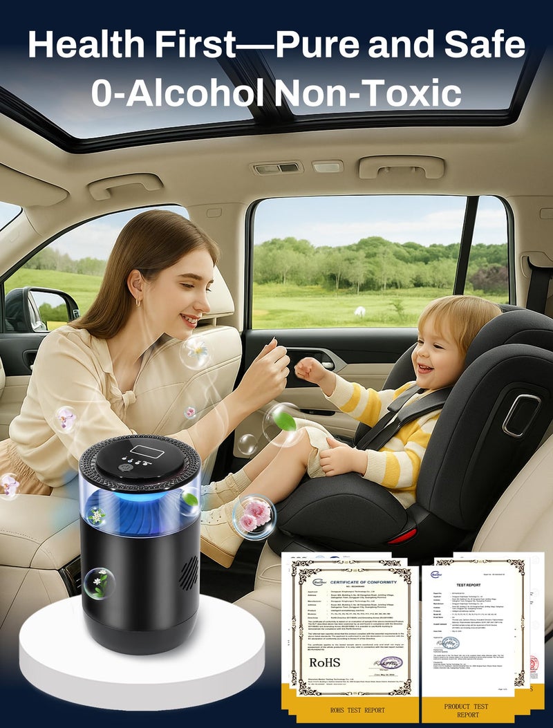GlimmaX Smart Car Air Freshener,Ambient Light & Mist Fragrance,2 Pack Refill for 6 Months,Auto On/Off,3 Adjustable Modes,Black Air Freshener Perfect for Car,Bedroom,Office,Restrooms. (Mystic Ice) - Image 5