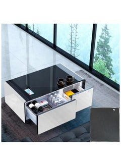 Modern Smart Coffee Table with Built-in Fridge and Wireless Charging Smart Minibar Multi-Functional Fridge Table Center Table With Storage Drawers Refrigerator for Living room Home Office Bedroom