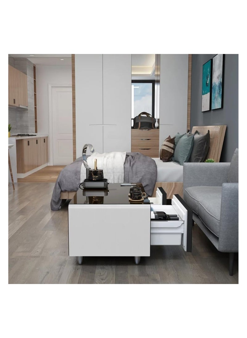 AWD - Modern Smart Coffee Table with Built-in Fridge and Wireless Charging Smart Minibar Multi-Functional Fridge Table Center Table With Storage Drawers Refrigerator for Living room Home Office Bedroom - Image 1