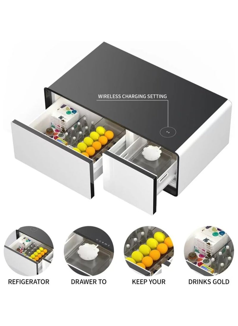 AWD - Modern Smart Coffee Table with Built-in Fridge and Wireless Charging Smart Minibar Multi-Functional Fridge Table Center Table With Storage Drawers Refrigerator for Living room Home Office Bedroom - Image 1