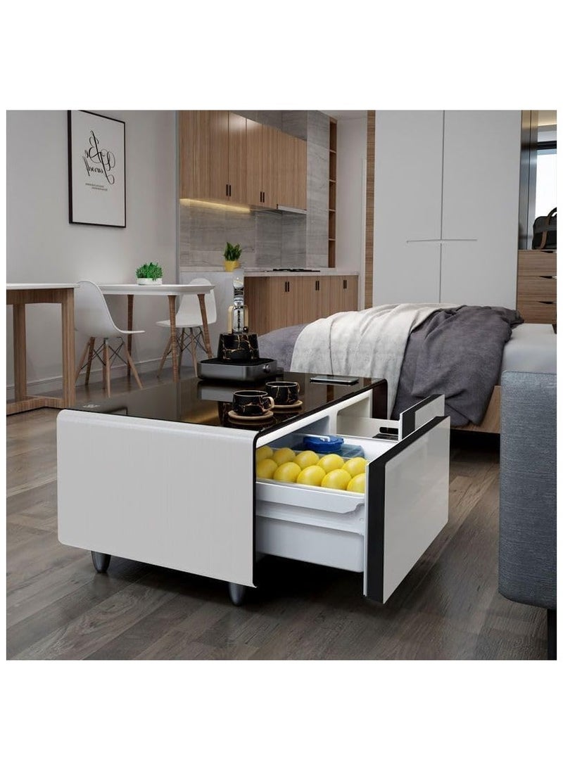 AWD - Modern Smart Coffee Table with Built-in Fridge and Wireless Charging Smart Minibar Multi-Functional Fridge Table Center Table With Storage Drawers Refrigerator for Living room Home Office Bedroom - Image 1