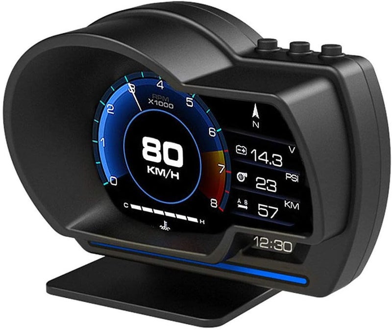 هود  نظام العرض الرأسي المزدوج HUD مع عداد سرعة رقمي OBD2 GPS - Image 1