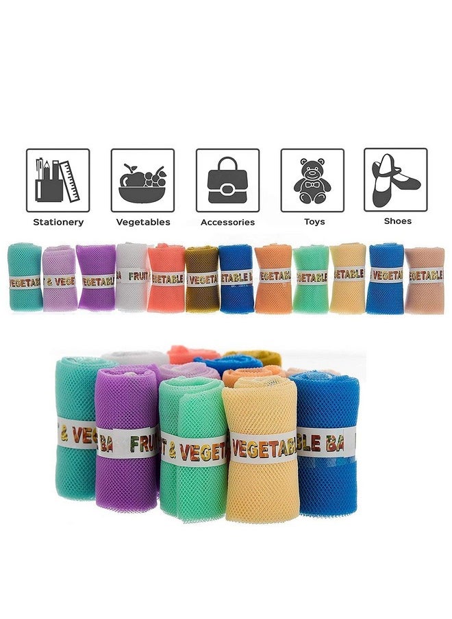 Sio SIO Vegetable Bags for Fridge Storage Net Bag Vegetable and Fruit Reusable Produce Mesh Bags Grocery Shopping & Washable Reusable ziplock Pack of 12 Multicolored  - Image 3