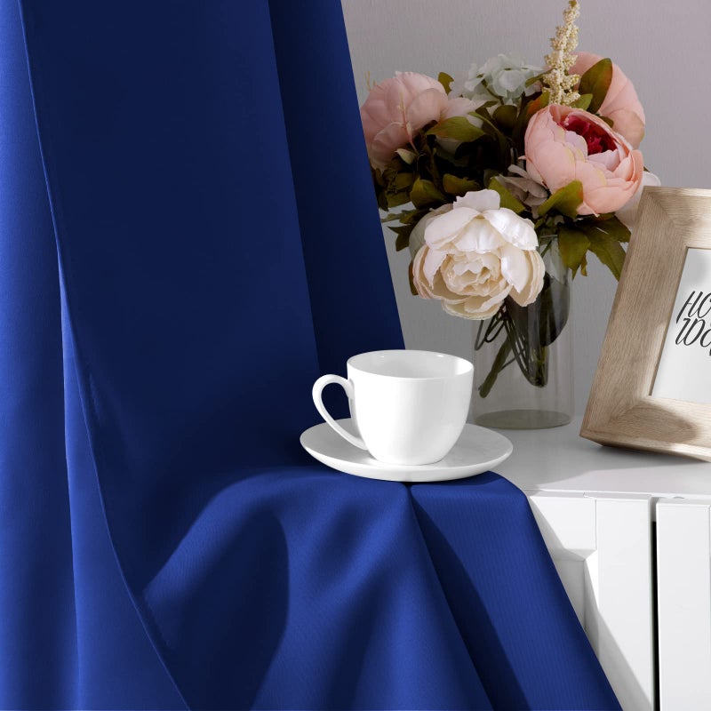 هوم أيدياز الستائر Royal Blue Blue Blackout 52 × 63 بوصة ستائر غرفة نوم مجموعة من لوحين من غرفة الستائر الستائر/الستائر الحرارية ستائر نافذة إغلاق الحجب لغرفة المعيشة - Image 5