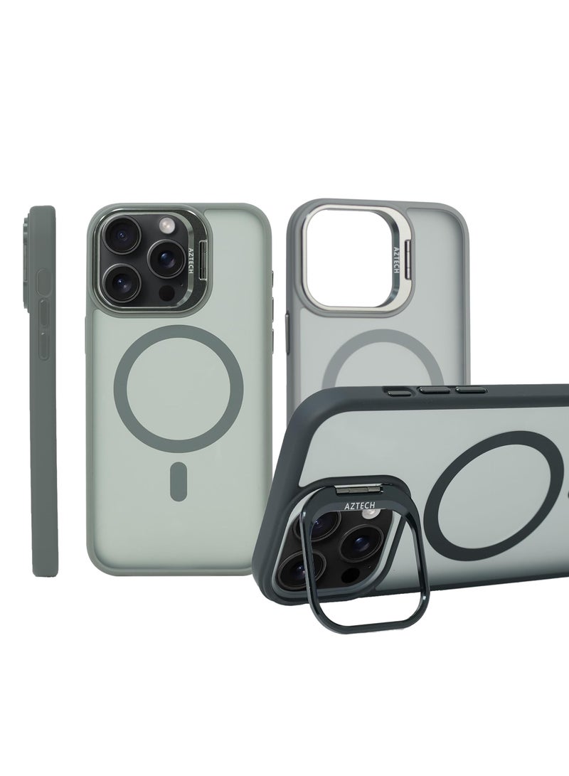 Aztech for iPhone 13 Pro Case Compatible with MagSafe, Supports Magnetic Wireless Charging, Built-in Camera Ring Stand, Scratch-Resistant Back, Kickstand Cover for iPhone 13 Pro, Classic Hybrid HaloLock - Image 1