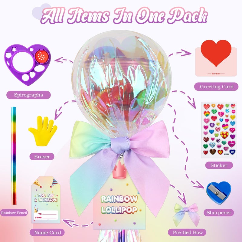 Deerher 24 Pack Giant Rainbow Stationery Set Party Favors & Goodie Bags for Kids, Return Gifts for Birthday Party, Classroom Rewards Prizes & Gifts Exchange for Students, Back to School Stationery Gift. - Image 3