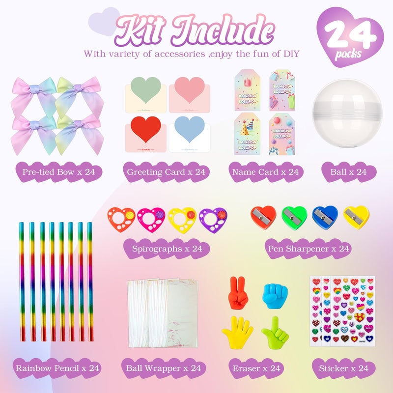 Deerher 24 Pack Giant Rainbow Stationery Set Party Favors & Goodie Bags for Kids, Return Gifts for Birthday Party, Classroom Rewards Prizes & Gifts Exchange for Students, Back to School Stationery Gift. - Image 2