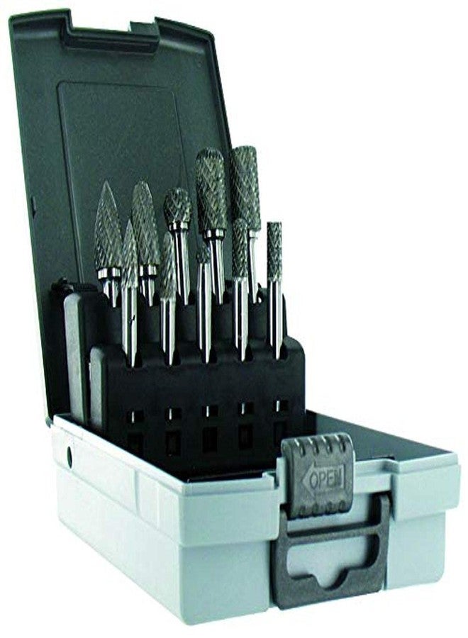 Tivoly 10316070005 FLK10 Set of 10 Carbide Burr Files Diameter 6 and 12 Normal Tooth Shavings - Image 1