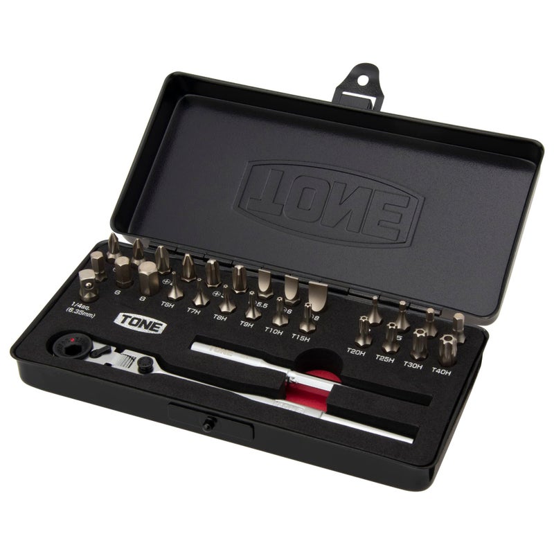 TONE Bit Ratchet Set BRFS27 14 Hex Shank Bit Black 27Piece - Image 2