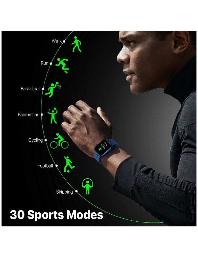 GENNEXT - Fitness Smart Watch, 1.9” Display Bluetooth Calling IP67 Water Resistant 30 Sports Modes Real-time Health Monitor 20+ Watch Faces Blue - Image 1