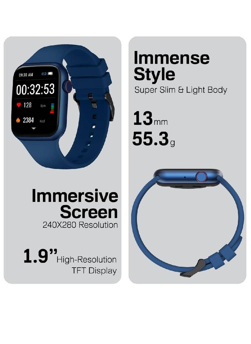GENNEXT - Fitness Smart Watch, 1.9” Display Bluetooth Calling IP67 Water Resistant 30 Sports Modes Real-time Health Monitor 20+ Watch Faces Blue - Image 1