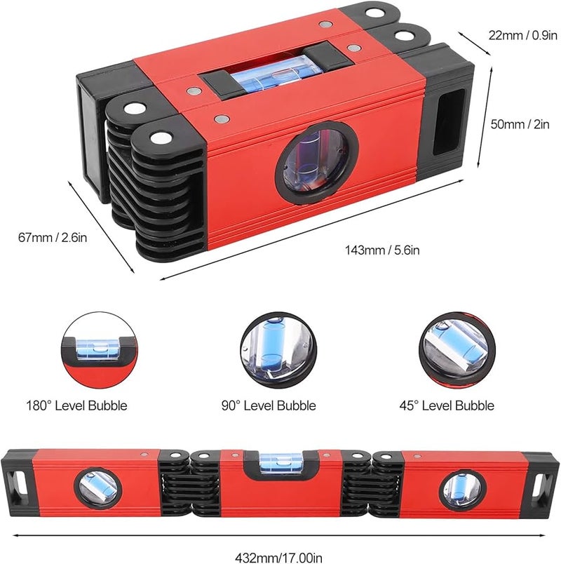 Red Foldable Level Aluminum Alloy Multi Angle Flexible Measuring Tool For Cabinet Installation - Image 3