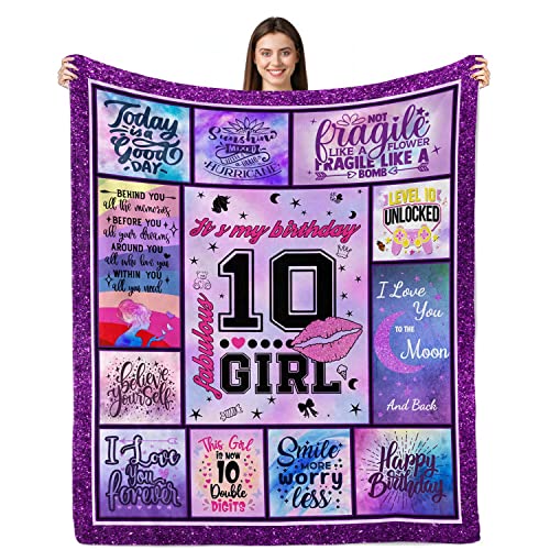 Lviliss Birthday Gifts for 10 Year Old Girl Blanket, Gifts for 10 Year Old Girls, 10th Birthday Gifts for Girls - Image 1
