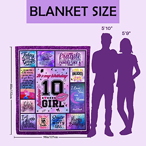 Lviliss Birthday Gifts for 10 Year Old Girl Blanket, Gifts for 10 Year Old Girls, 10th Birthday Gifts for Girls - Image 4