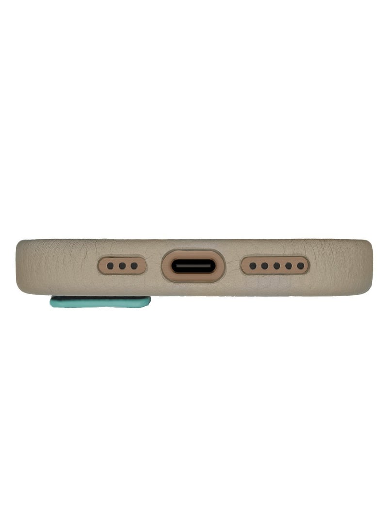A-CASE - A-Case itsmycase Series Amur Pro Made of 100% Genuine Leather in addition to The Strap Used As Stand Compatible with iPhone 16 Pro Max -  Green Tiffany - Image 1