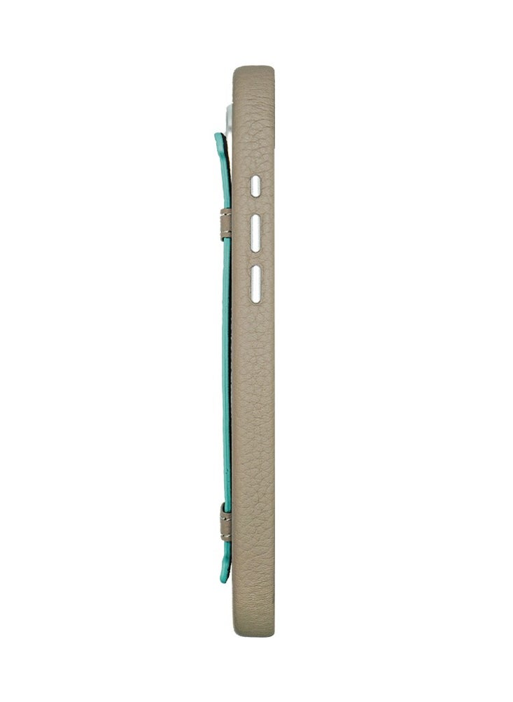 A-CASE - A-Case itsmycase Series Amur Pro Made of 100% Genuine Leather in addition to The Strap Used As Stand Compatible with iPhone 16 Pro Max -  Green Tiffany - Image 1