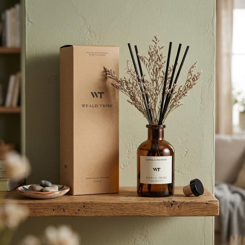 WEALD TRIBE Flower Reed Diffuser Set Vanilla Cinnamon Scent for Bathroom Air Fresheners | 4.0 fl oz Essential Oils with Sticks Home Fragrance Defusers | House Bedroom Office Shelf Decor & Gift - Image 2