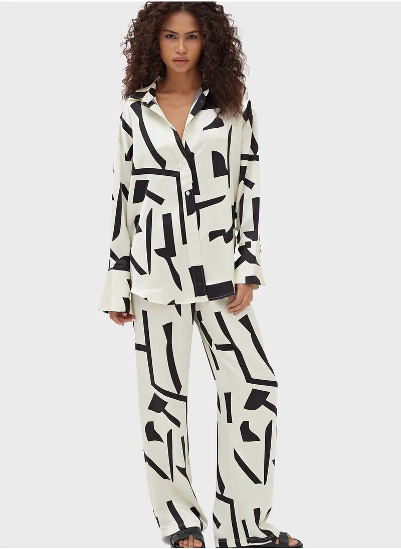 4th & Reckless Printed Wide Leg Pants